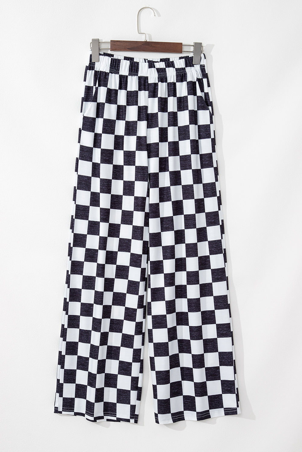 Checked High Waist Wide Leg Pants