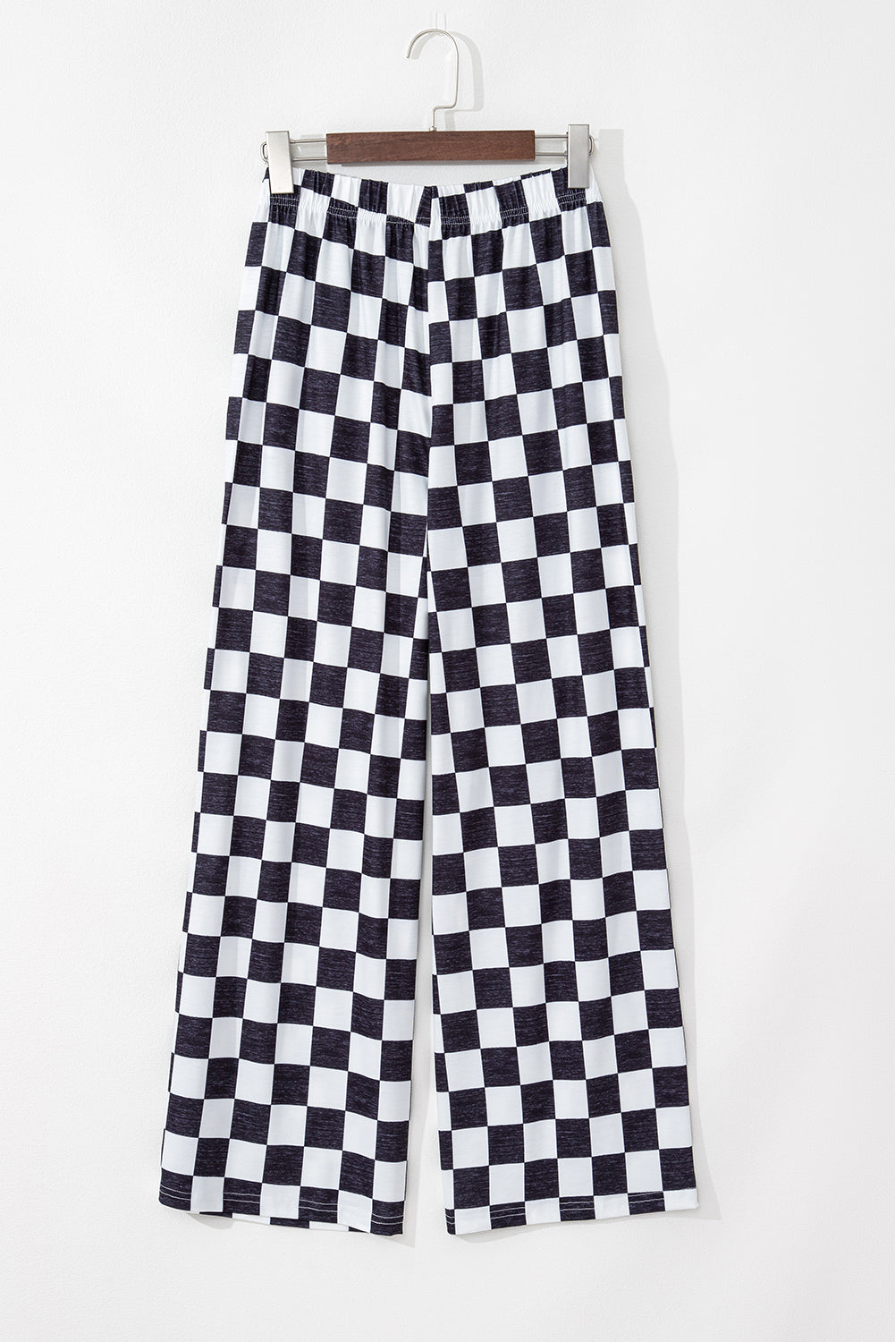 Checked High Waist Wide Leg Pants