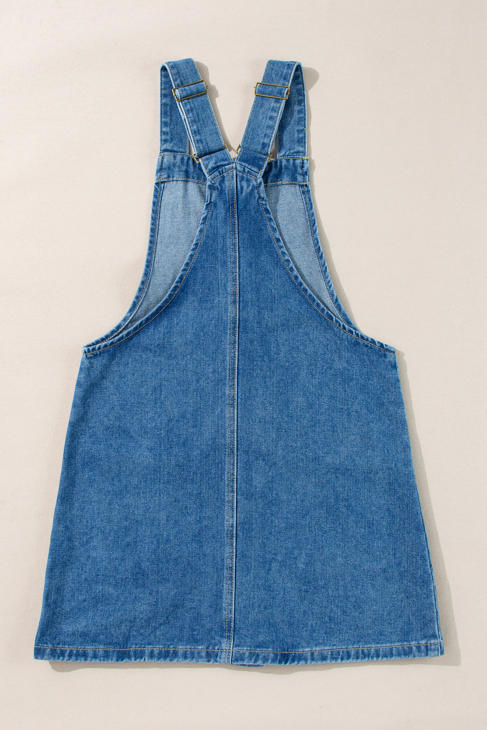 Wide Strap Button Front Pocketed Denim Mini Dress