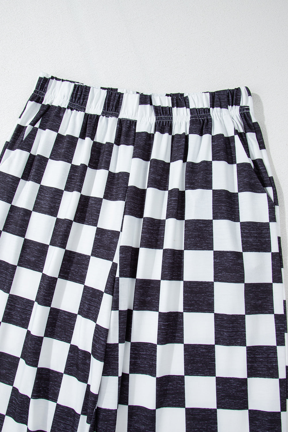 Checked High Waist Wide Leg Pants