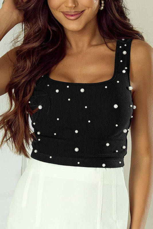 Pearl Detail Square Neck Tank