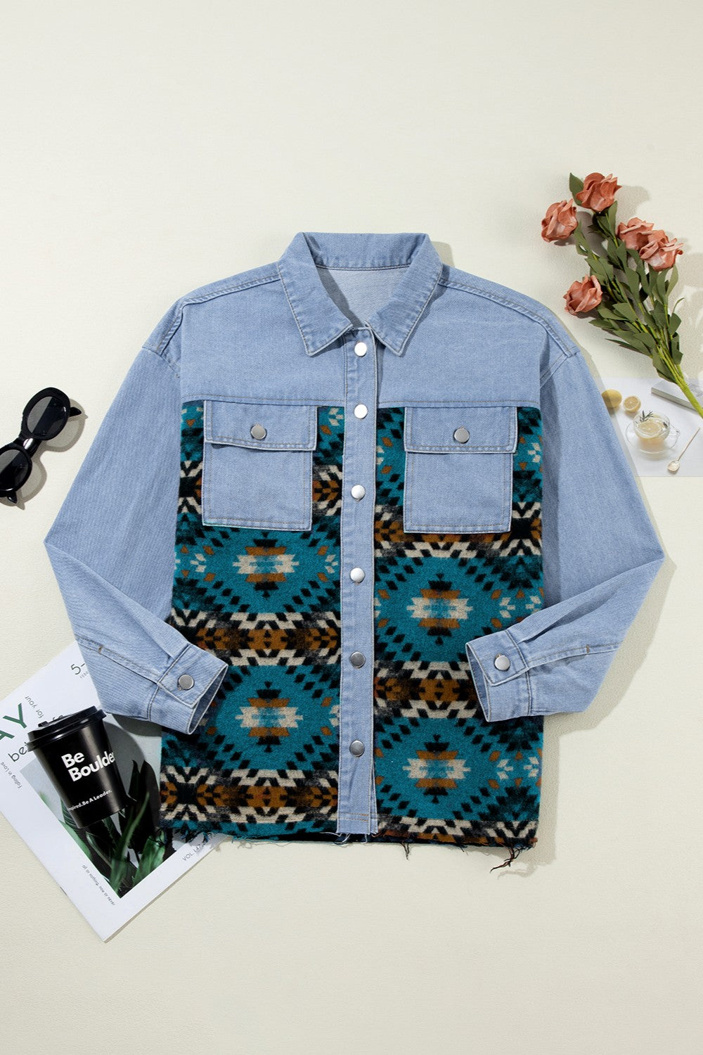 Mae Aztec Denim Jacket