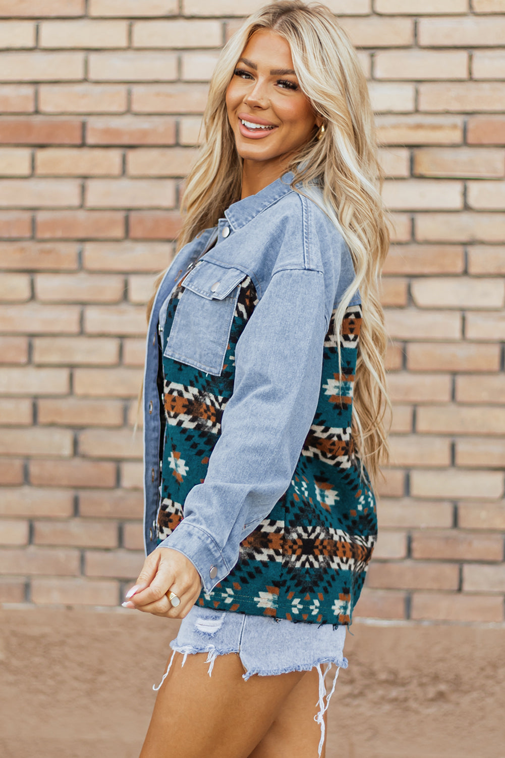 Mae Aztec Denim Jacket