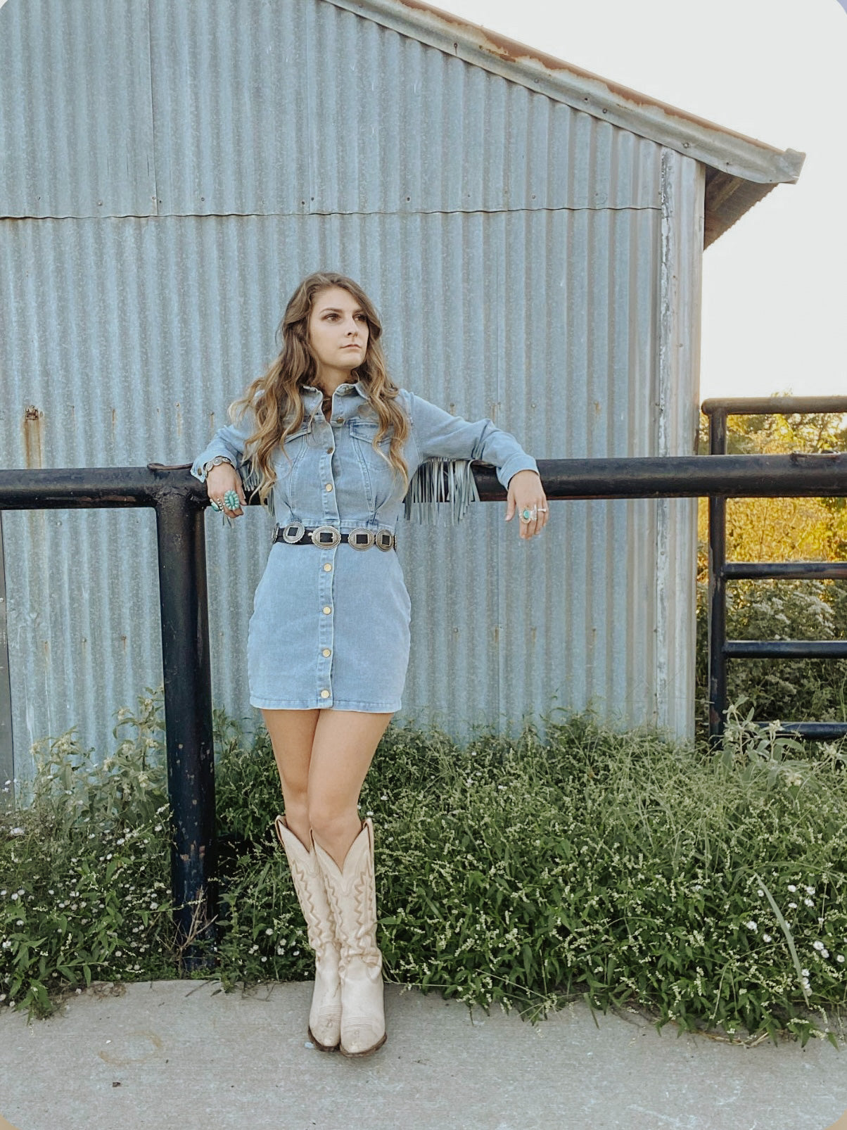 Denim Fringe Dress