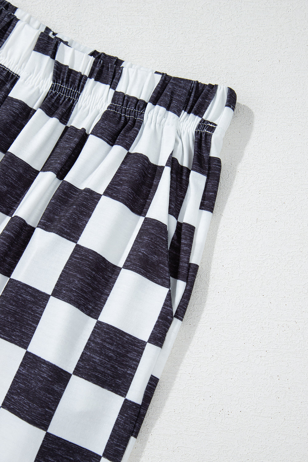 Checked High Waist Wide Leg Pants