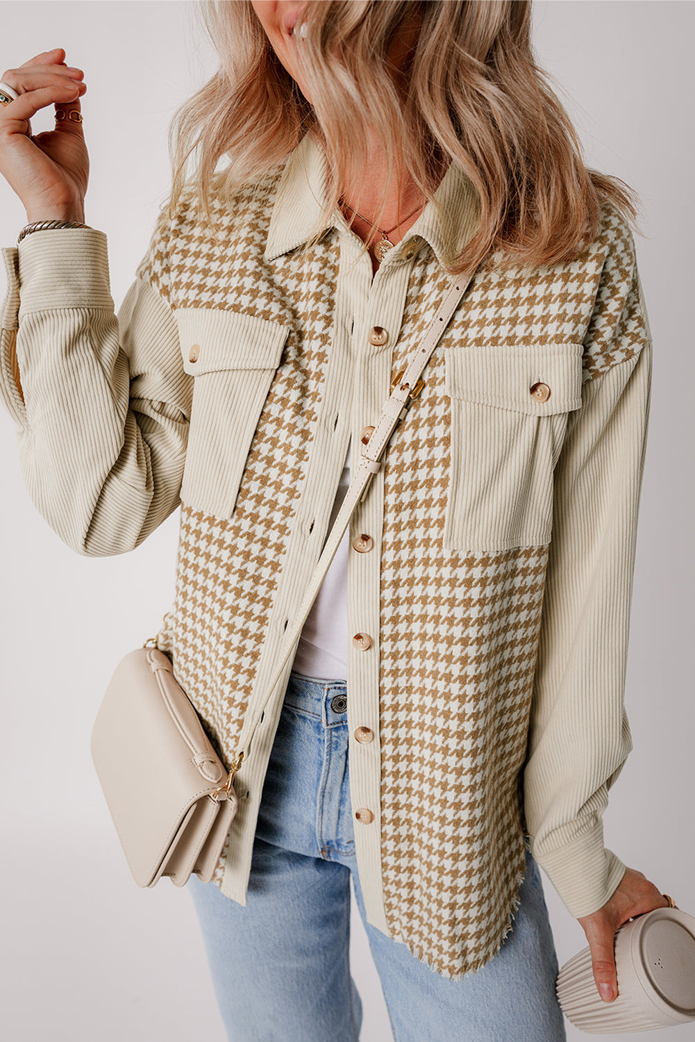 The Kenna Corduroy Patchwork Shacket