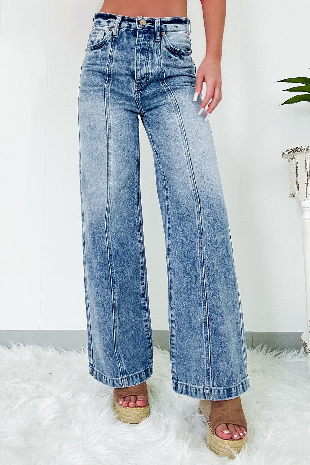 High Waist Crop Wide Leg Jeans