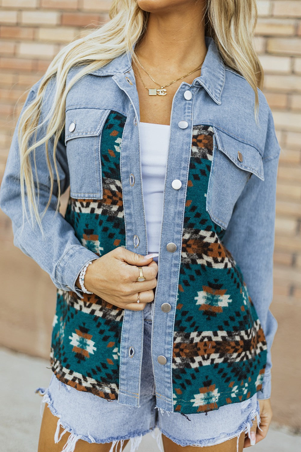 Mae Aztec Denim Jacket