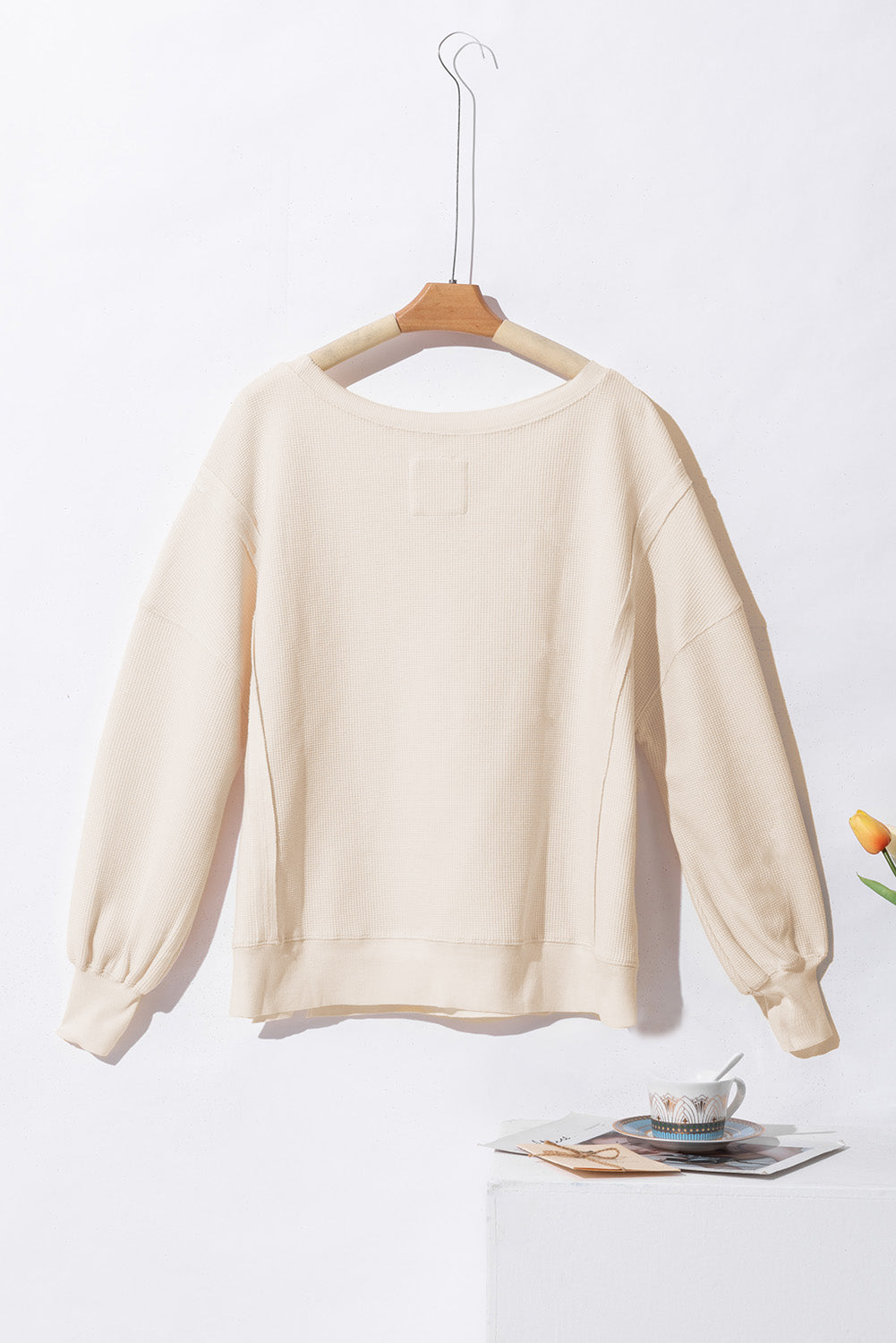 Waffle Knit Oversized Crewneck